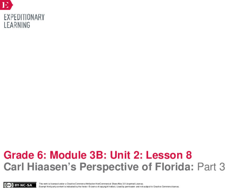 Carl Hiaasen’s Perspective of Florida: Part 3 Lesson Plan