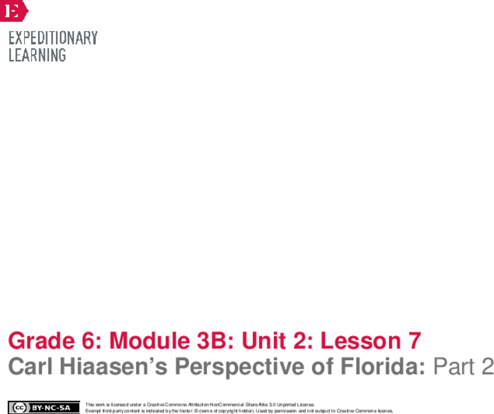 Carl Hiaasen’s Perspective of Florida: Part 2 Lesson Plan