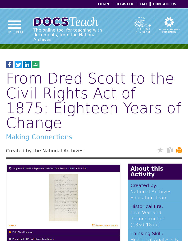 From Dred Scott to the Civil Rights Act of 1875: Eighteen Years of Change Interactive