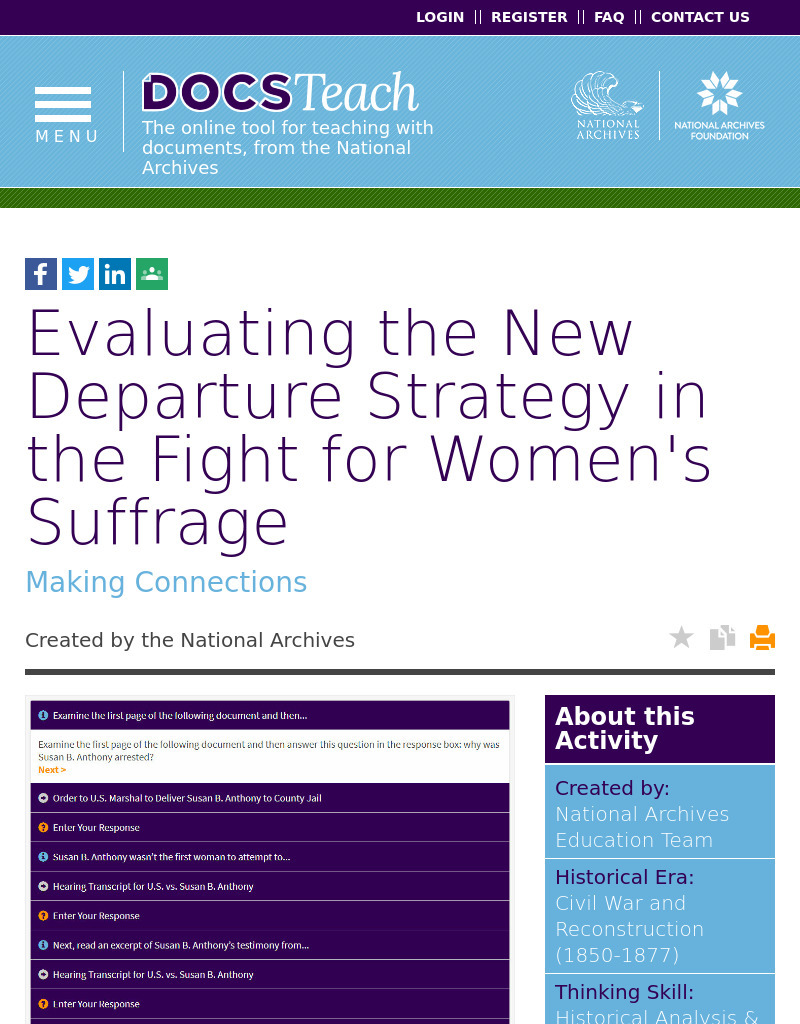 Evaluating the New Departure Strategy in the Fight for Women's Suffrage Interactive