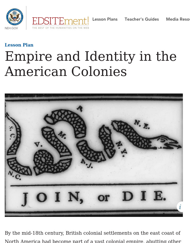 Empire and Identity in the American Colonies Lesson Plan