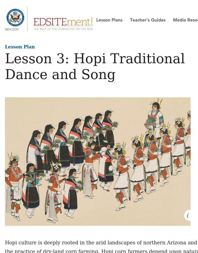 Hopi Traditional Dance and Song Lesson Plan