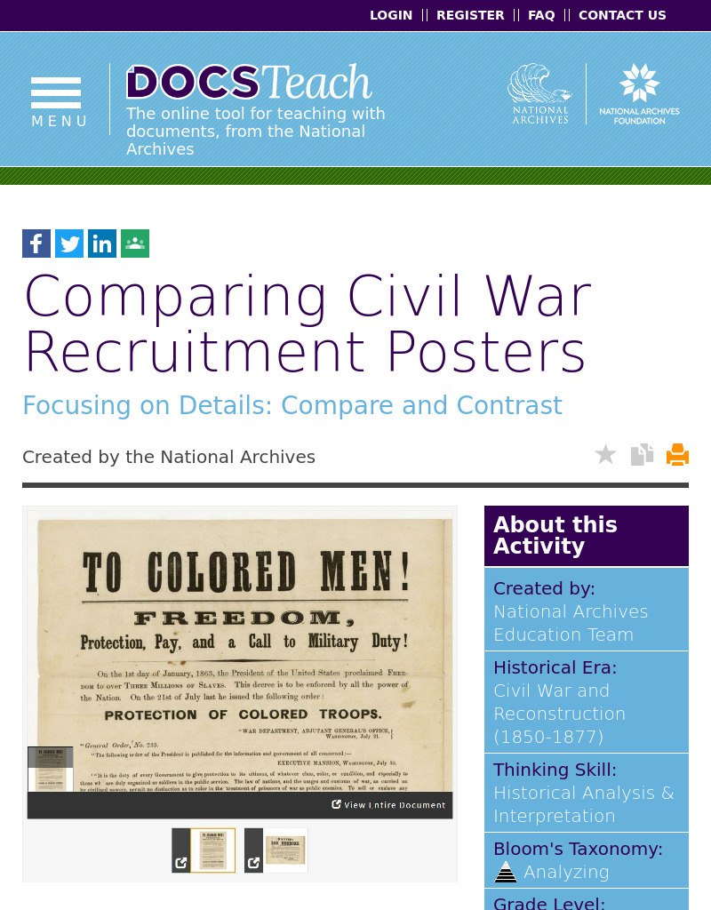 Comparing Civil War Recruitment Posters Interactive
