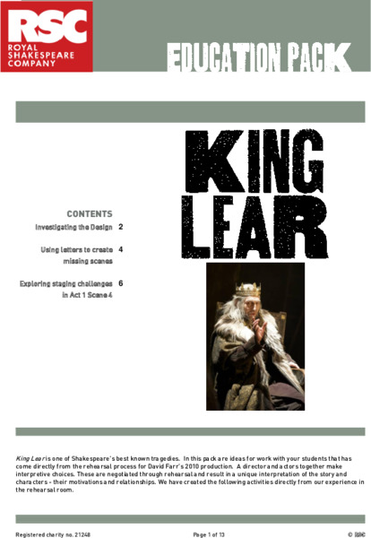 King Lear Teacher Pack 2010 Activity