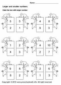 Larger and Smaller Numbers Worksheet