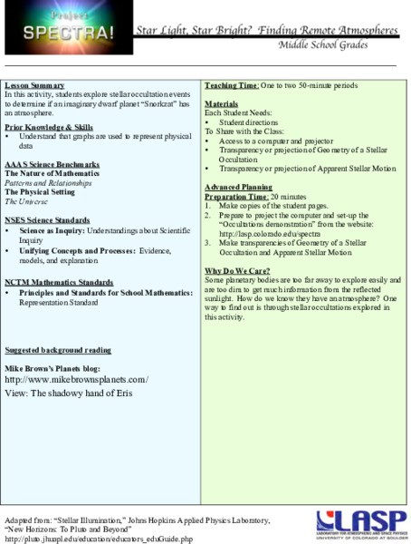 Star Light, Star Bright? Finding Remote Atmospheres Lesson Plan