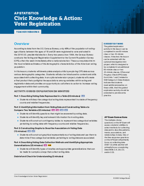Civic Knowledge and Action: Voter Registration Lesson Plan