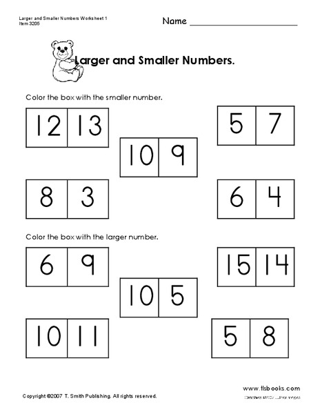 Larger and Smaller Numbers Worksheet
