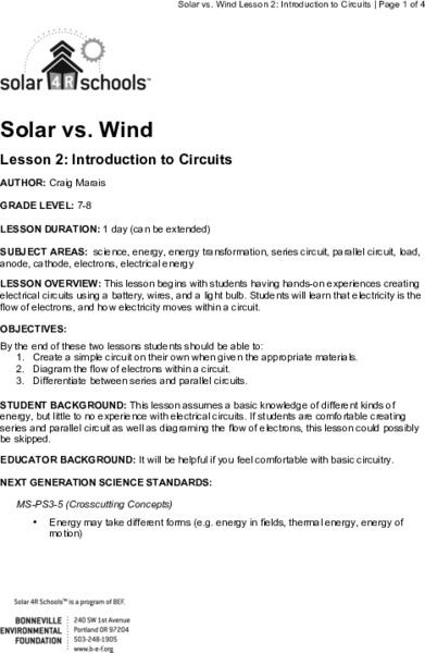Introduction to Circuits Lesson Plan