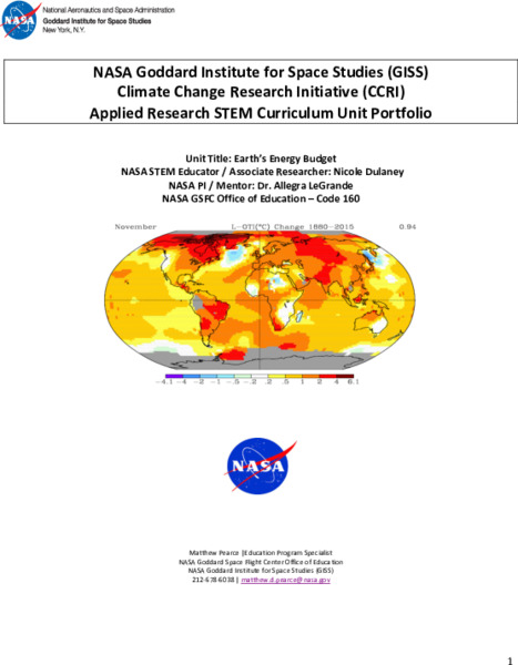 Earth’s Energy Budget Unit Plan