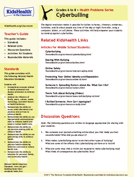 Cyberbulling: Grades 6-8 Lesson Plan
