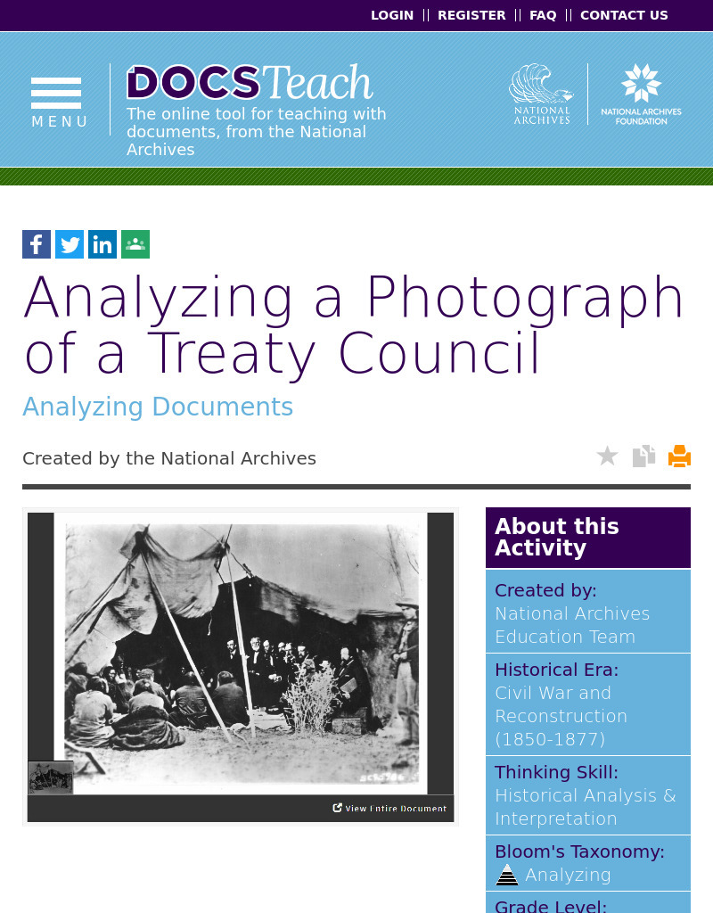 Analyzing a Photograph of a Treaty Council Interactive