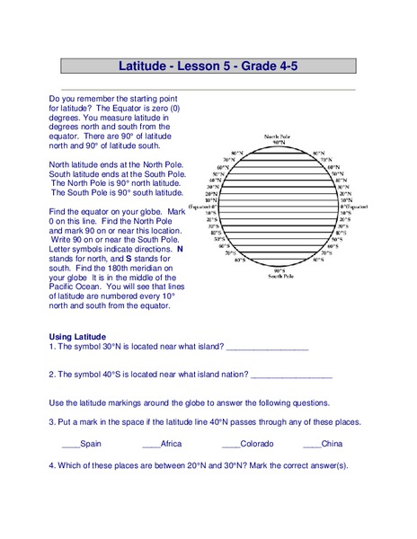 Latitude Worksheet