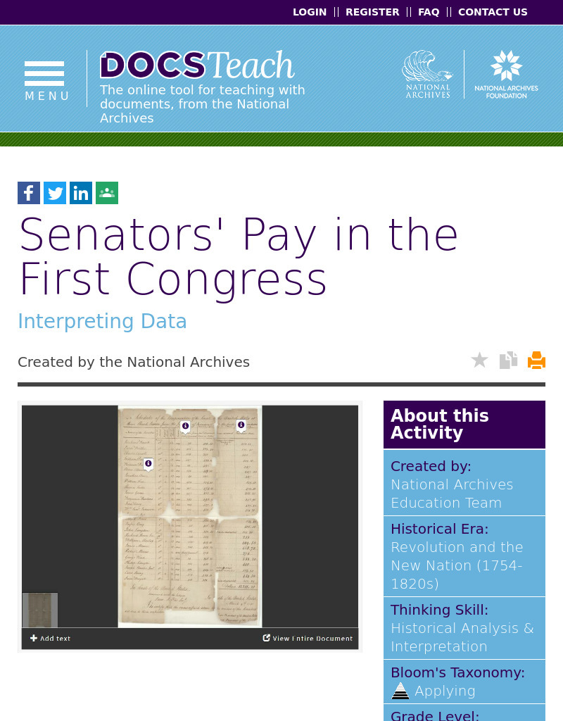 Senators' Pay in the First Congress Interactive