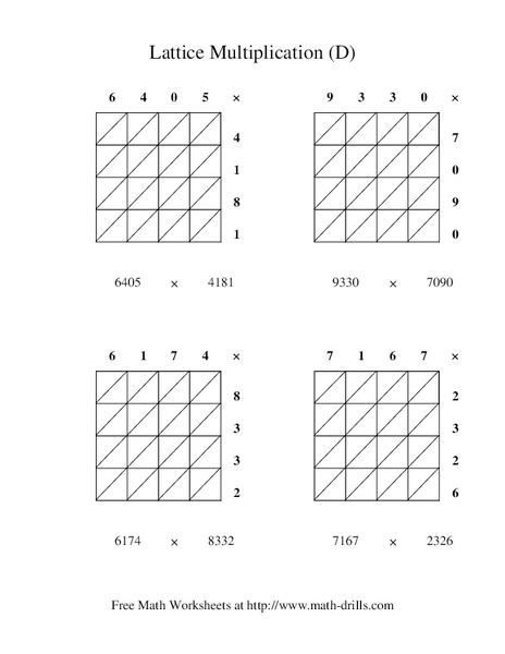 Lattice Multiplication Worksheet