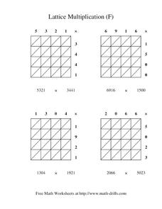 Lattice Multiplication #5 Worksheet
