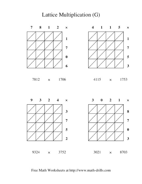 Lattice Multiplication #5 Worksheet