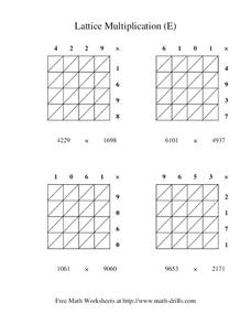 Lattice Multiplication #5 Worksheet