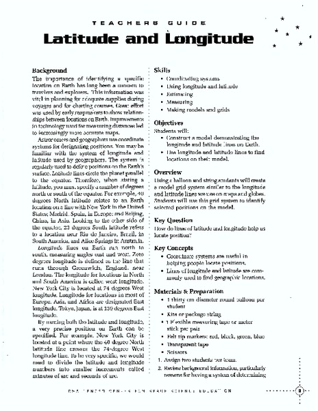 Latitude and Longitude Lesson Plan