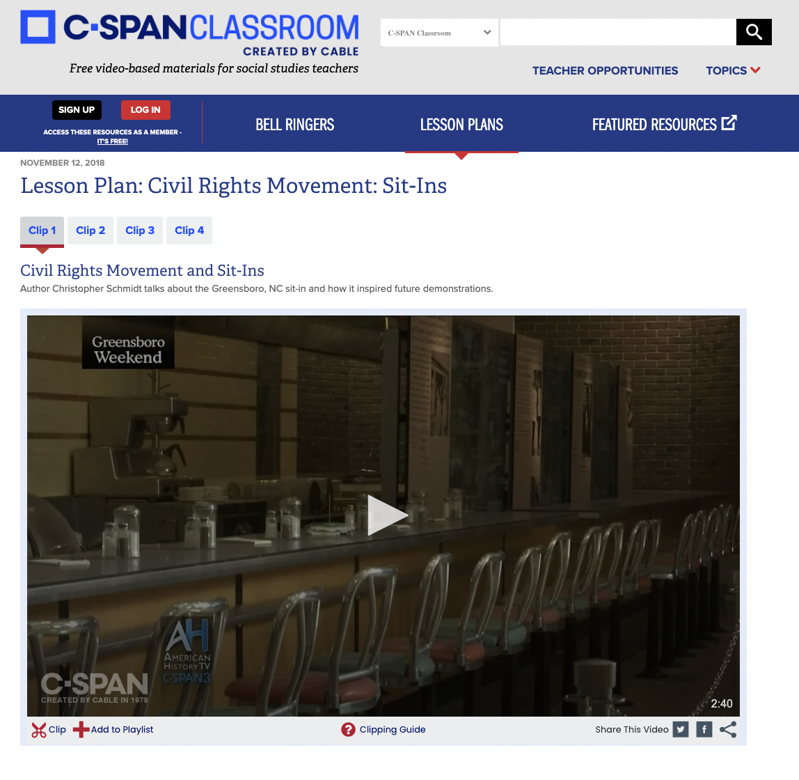 Civil Rights Movement: Sit-Ins Lesson Plan