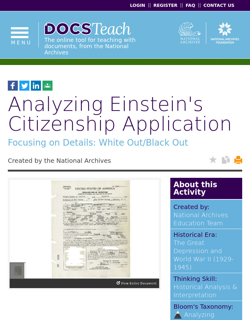 Analyzing Einstein's Citizenship Application Interactive