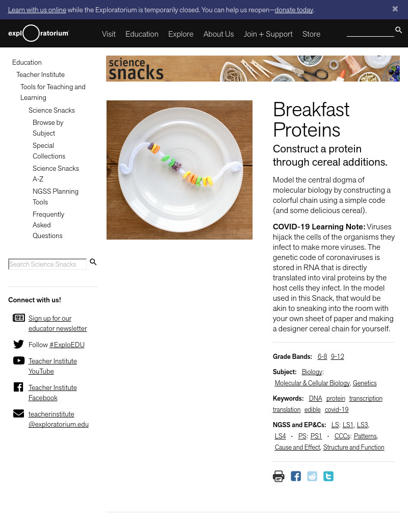 Breakfast Proteins - Construct a Protein through Cereal Additions Activity