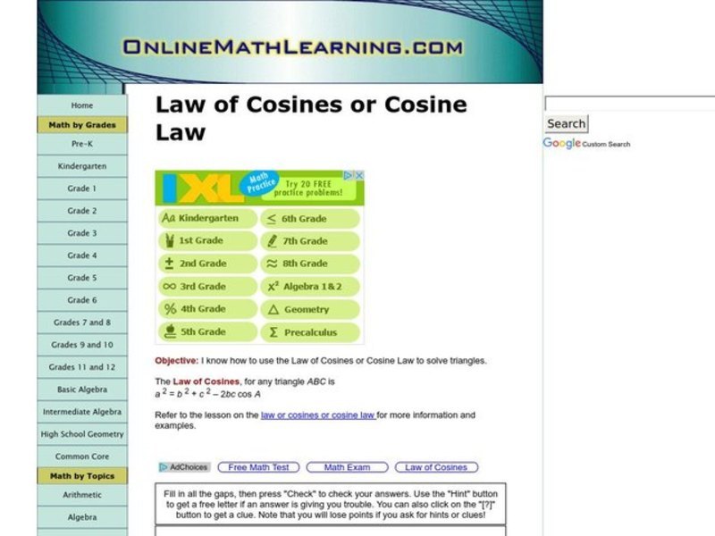Law of Cosines Interactive