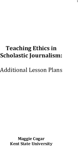 Teaching Ethics in Scholastic Journalism Unit Plan