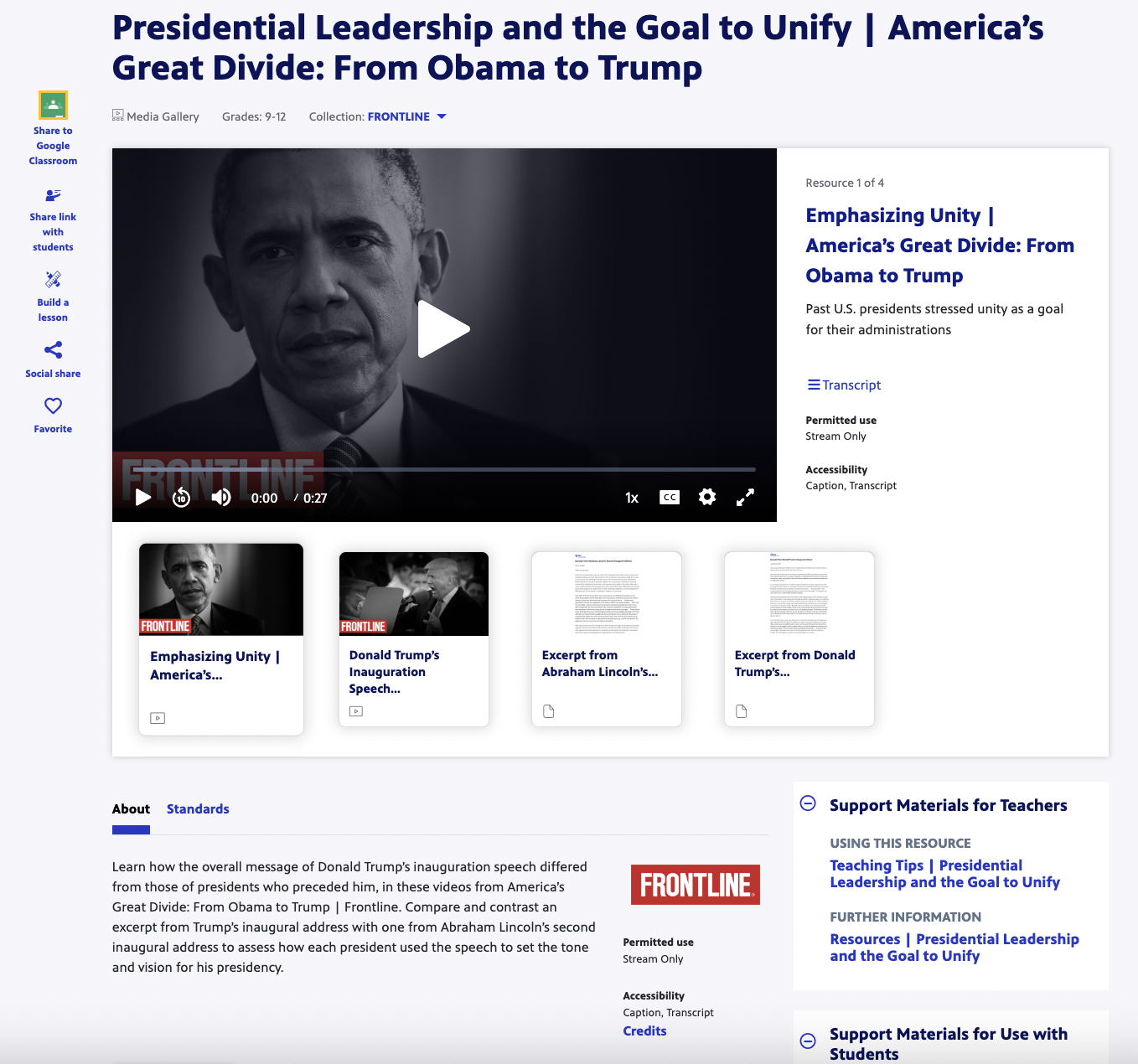 Presidential Leadership and the Goal to Unify | America’s Great Divide: From Obama to Trump Activity