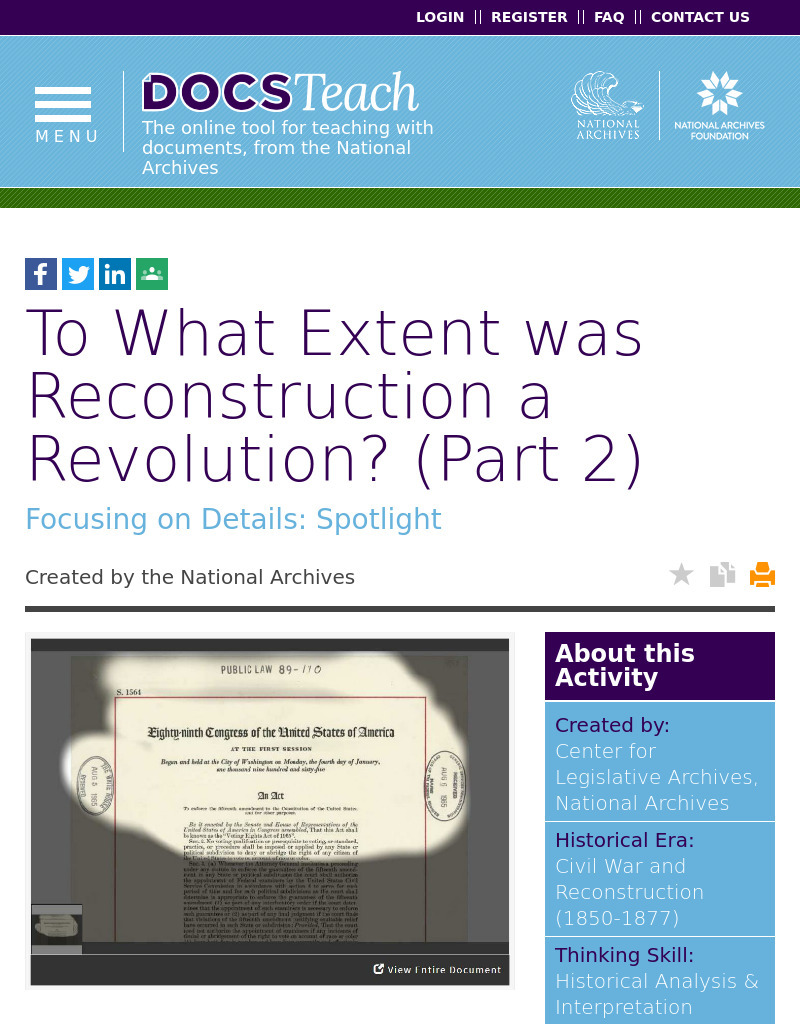 To What Extent was Reconstruction a Revolution? (Part 2) Interactive