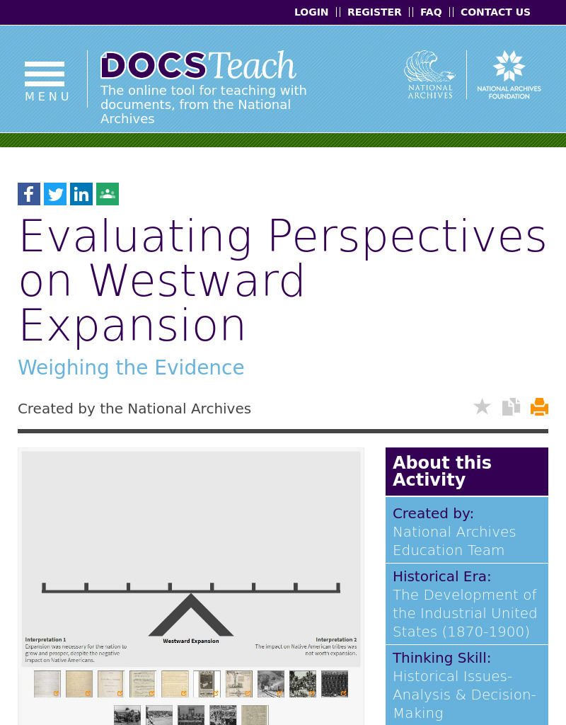 Evaluating Perspectives on Westward Expansion Interactive