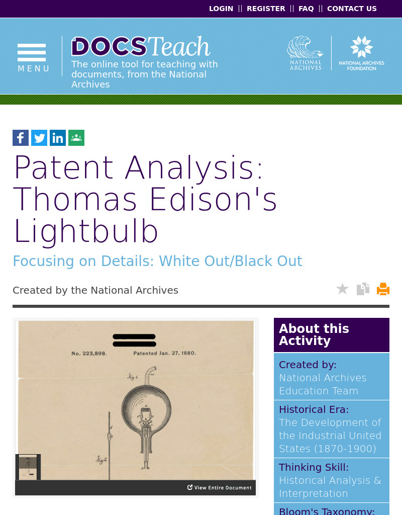 Patent Analysis: Thomas Edison's Lightbulb Interactive
