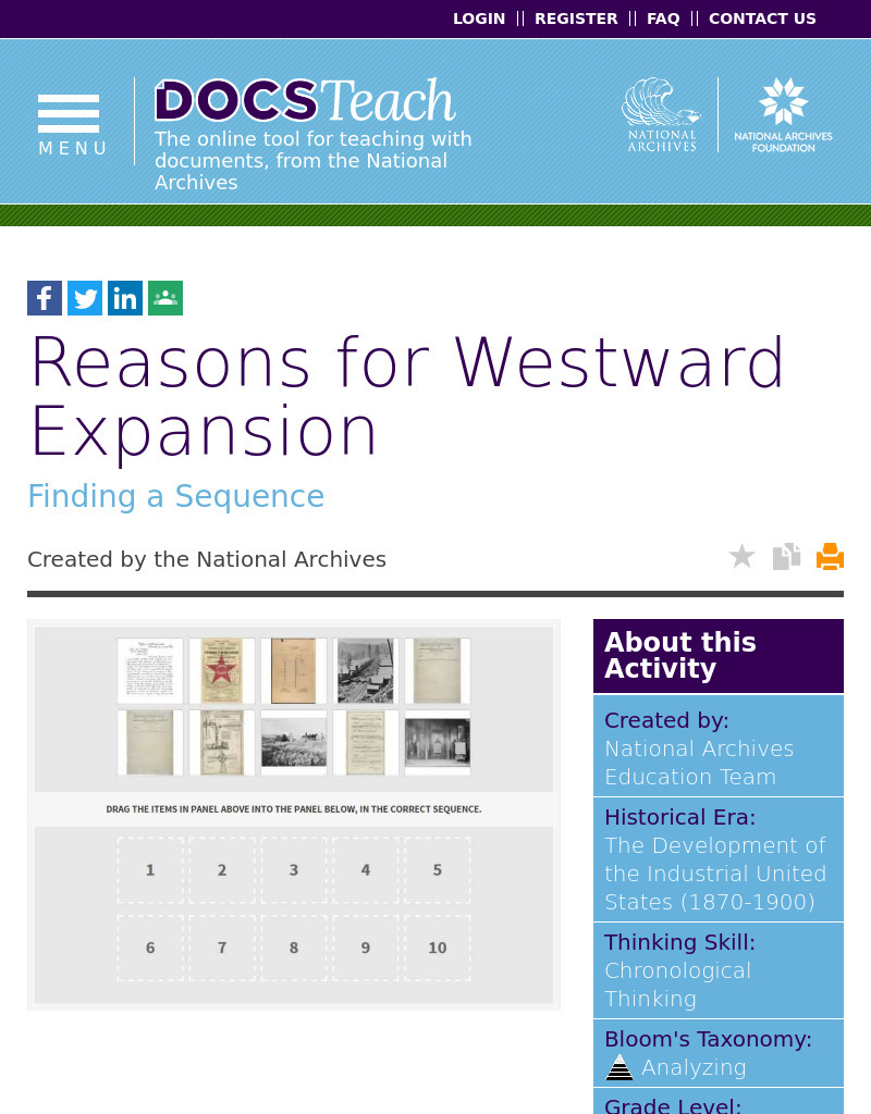 Reasons for Westward Expansion Interactive