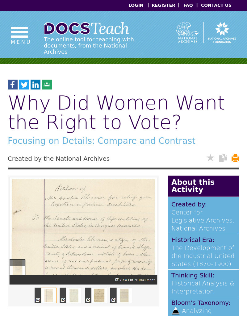 Why Did Women Want the Right to Vote? Interactive