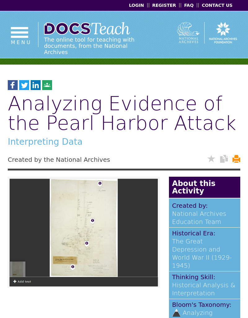 Analyzing Evidence of the Pearl Harbor Attack Interactive