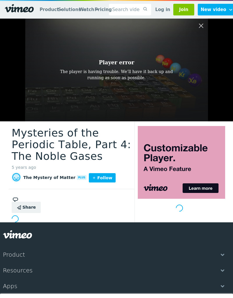 Mysteries of the Periodic Table, Part 4: The Noble Gases Instructional Video