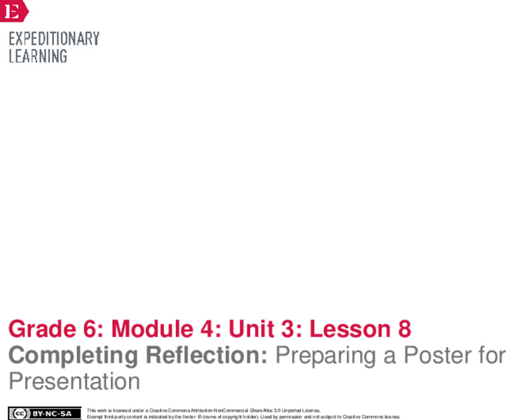 Completing Reflection: Preparing a Poster for Presentation Lesson Plan