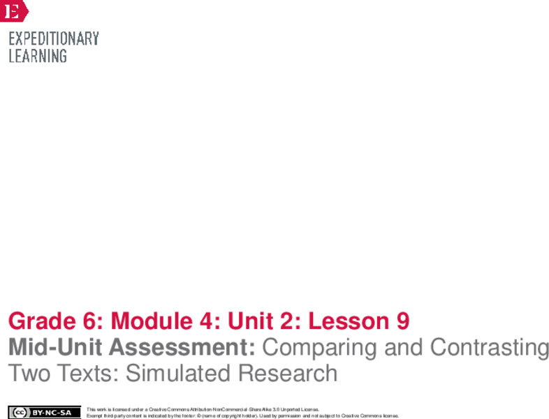 Mid-Unit Assessment: Comparing and Contrasting Two Texts: Simulated Research Lesson Plan