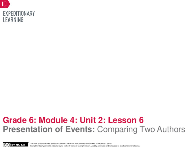 Presentation of Events: Comparing Two Authors Lesson Plan