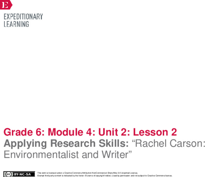 Applying Research Skills: “Rachel Carson: Environmentalist and Writer” Lesson Plan