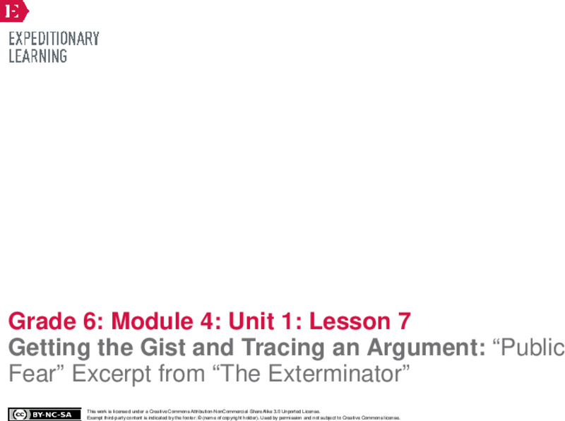 Getting the Gist and Tracing an Argument: “Public Fear” Excerpt from “The Exterminator” Lesson Plan