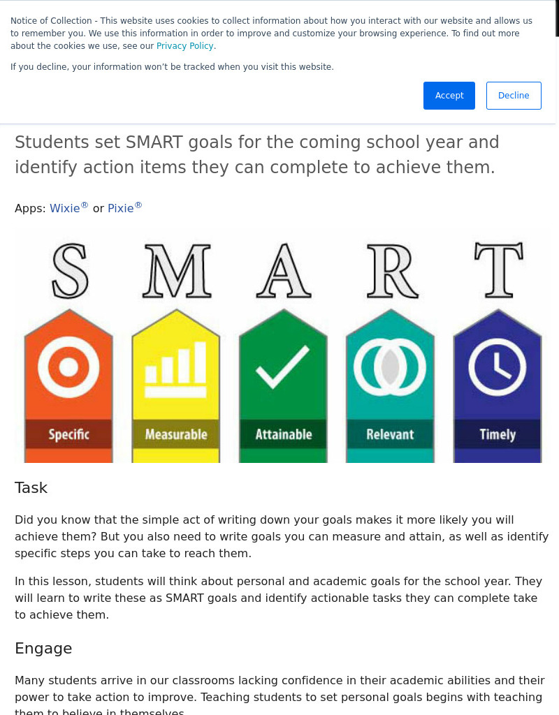 Set SMART Goals Lesson Plan