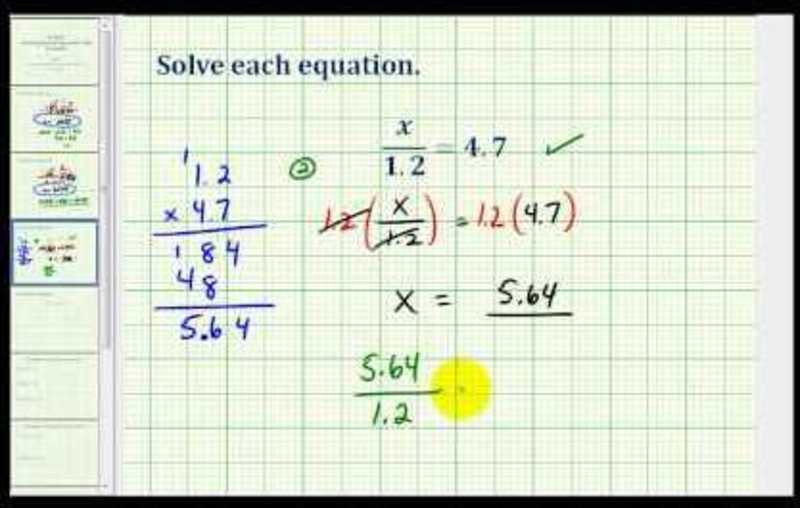 Solving One Step Equations Involving Decimals Instructional Video