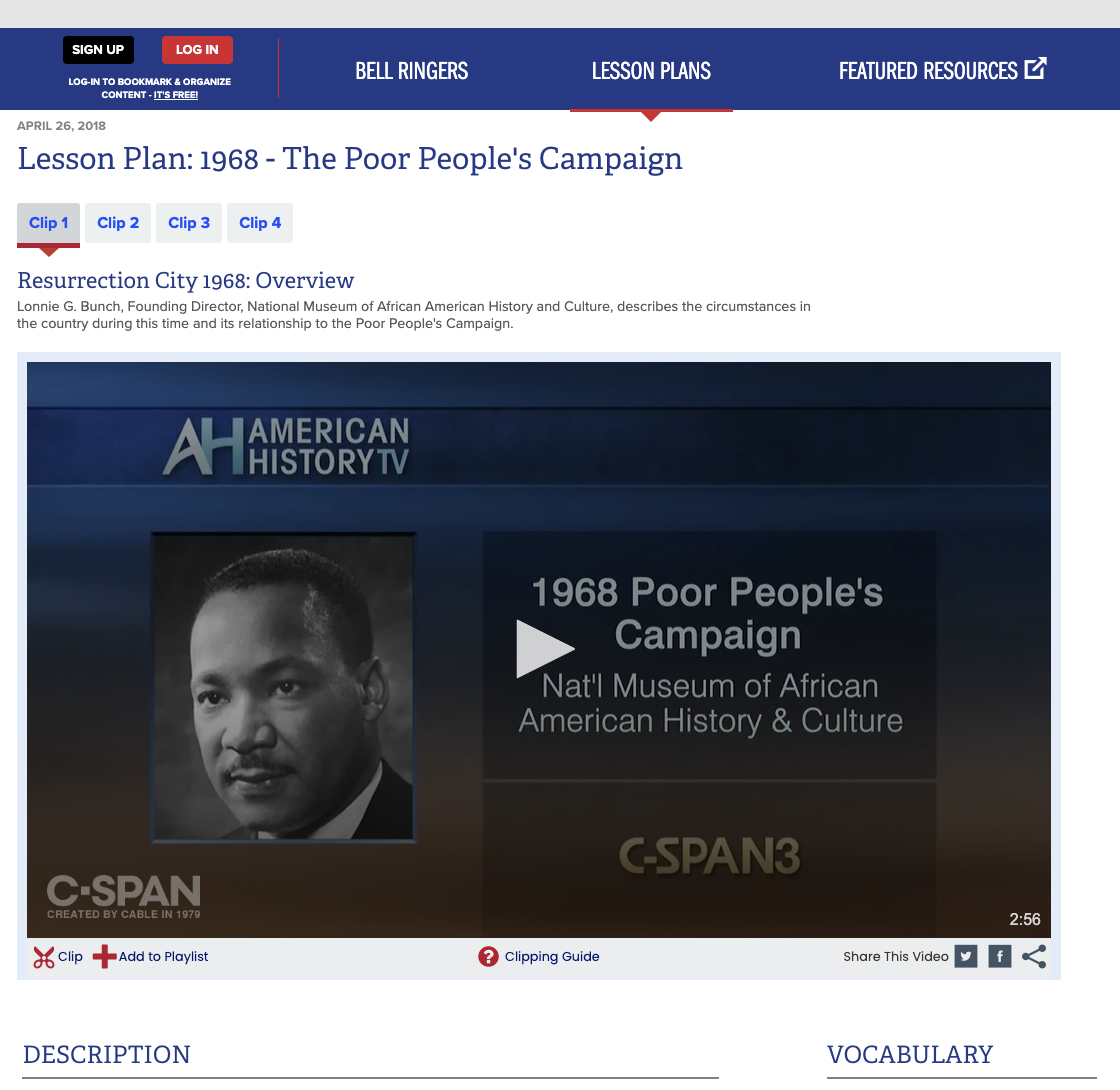 1968: The Poor People's Campaign Lesson Plan