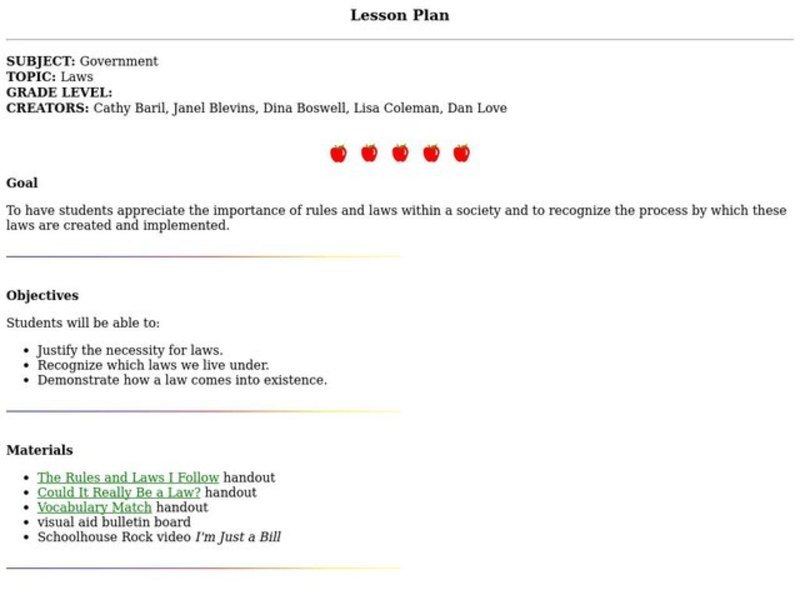 Laws Lesson Plan