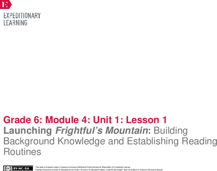 Launching Frightful’s Mountain: Building Background Knowledge and Establishing Reading Routines Lesson Plan