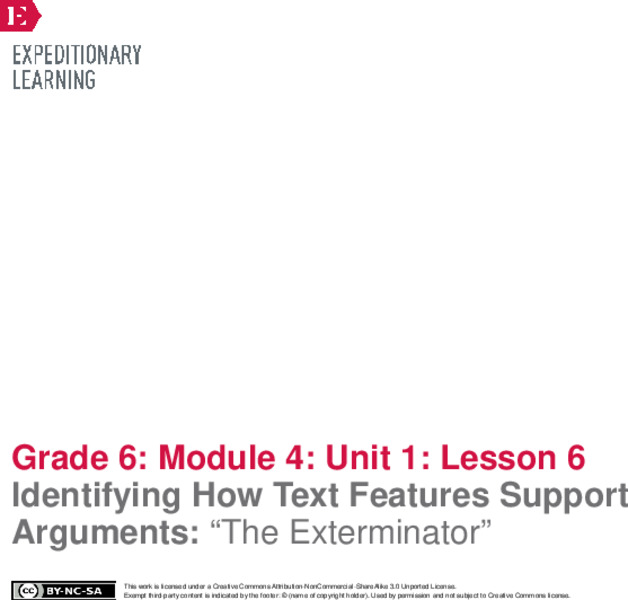 Identifying How Text Features Support Arguments: “The Exterminator" Lesson Plan