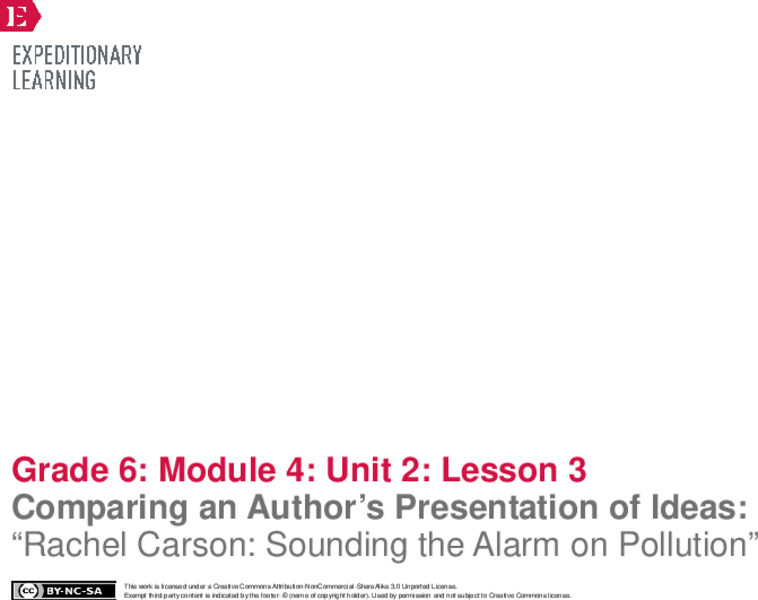 Comparing an Author’s Presentation of Ideas: “Rachel Carson: Sounding the Alarm on Pollution” Lesson Plan