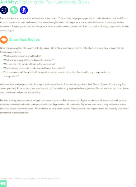 Exploring the Four Leadership Styles Activity