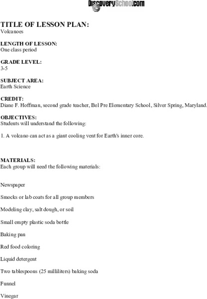 Volcanoes Lesson Plan